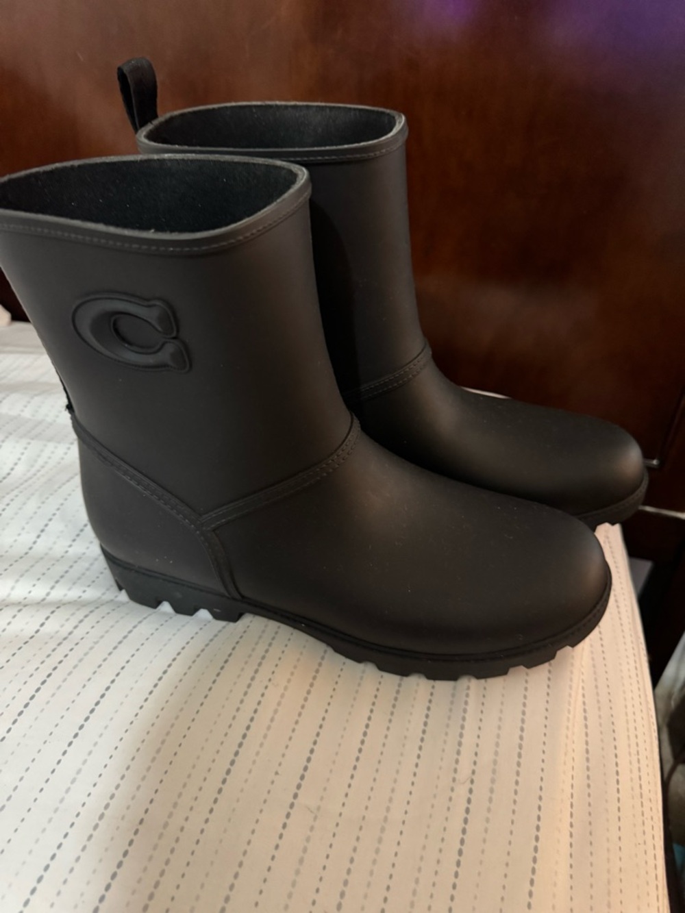 Coach Matte Black Lug Sole Rain Boots - Picture 4 of 4